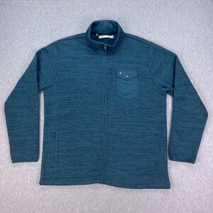 Criquet Sweater Fleece Jacket Mens XL Heather Blue Full-Zip Pockets Mock Neck